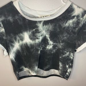 Velvet black and white tie dye crop top
